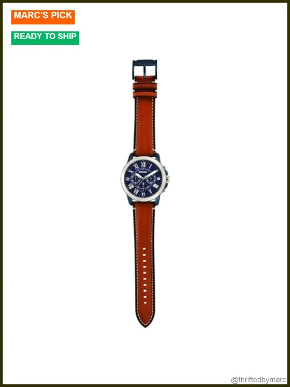 Quartz Chronograph Watch with Genuine Leather Band
